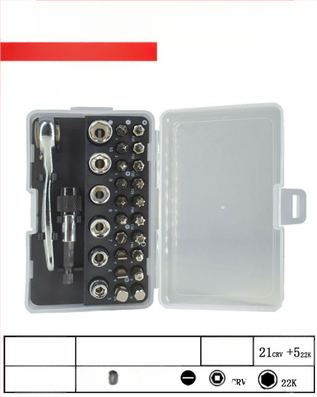 33-частен комплект екстрактори за винтове, стомана хром ванадий, тресчотков тип, за повредени винтове, за домашна употреба