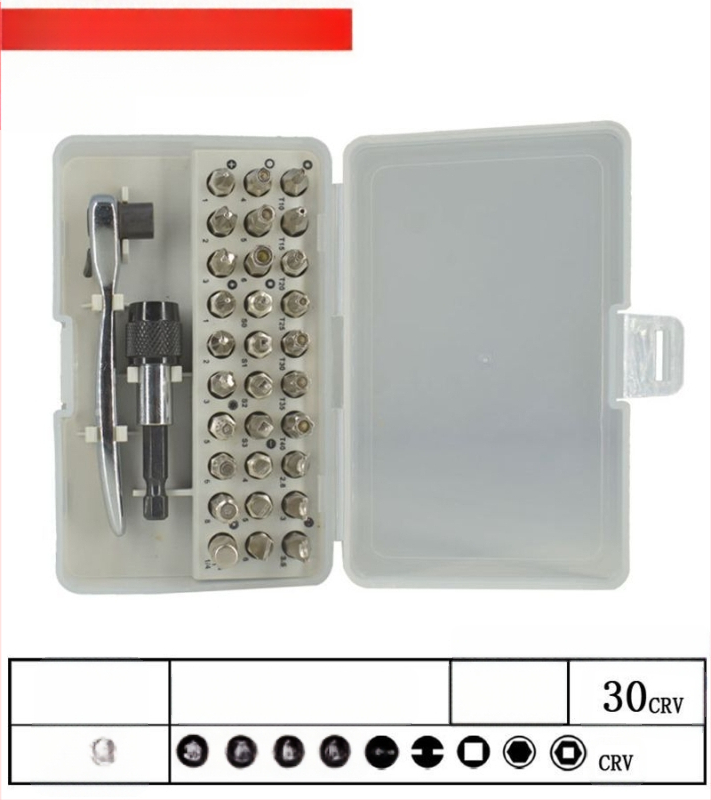 33-частен комплект екстрактори за винтове, стомана хром ванадий, тресчотков тип, за повредени винтове, за домашна употреба