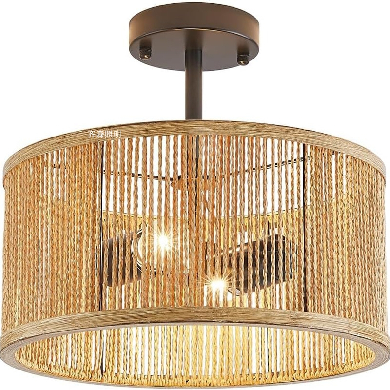 Ρετρό LED οροφής λαμπτήρας με σιδερένιο πλαίσιο και σκιά από αμπέλι για σαλόνι/εστιατόριο, 220V, κάλυψη 5–10 m²