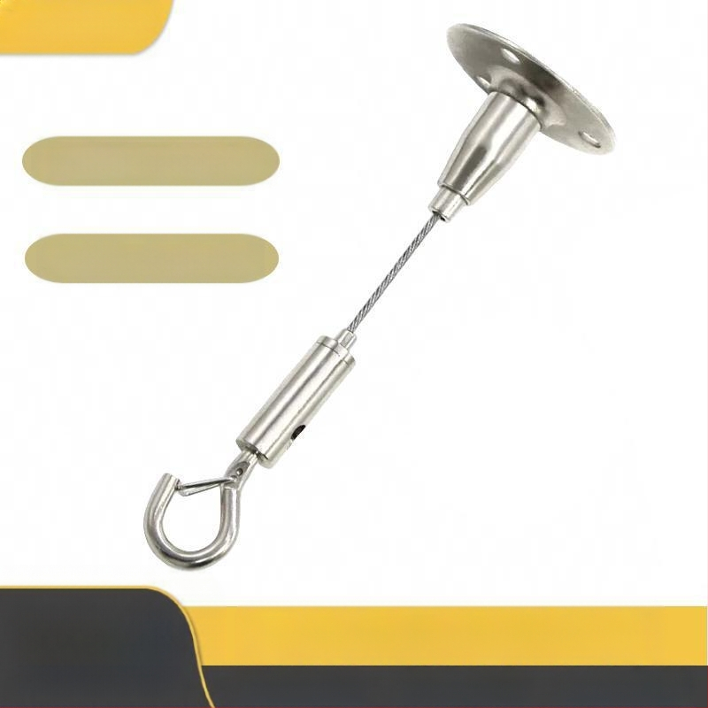 Hiwa XH-2024041501 Заключващо устройство за неръждаемо стоманено въже с предпазна кука, регулируема ключалка за окачване на рекламни табла