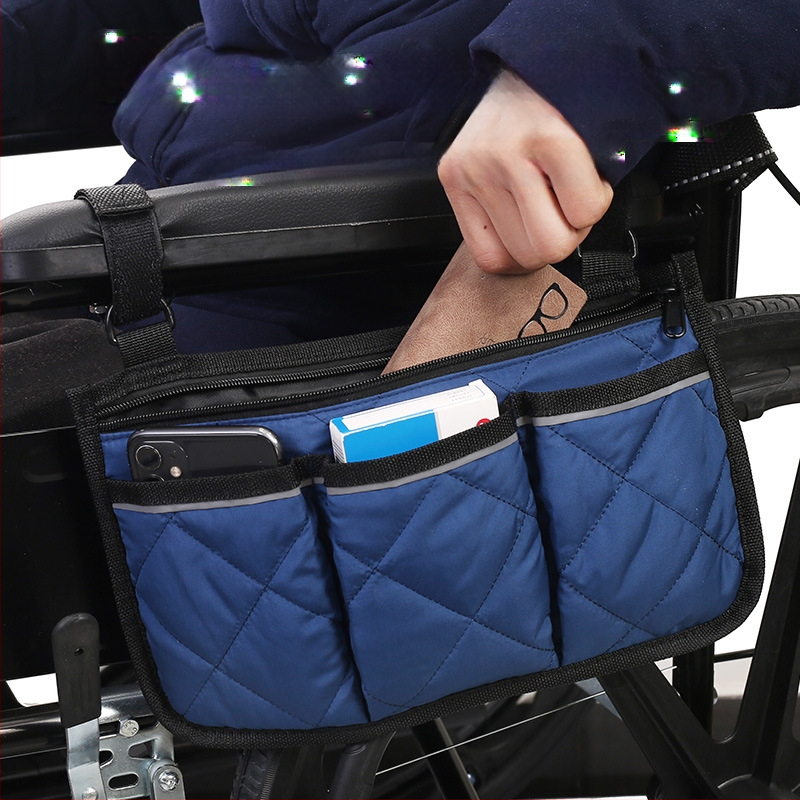 Чанта за инвалидна количка за страничен подлакътник, висящ органайзер, модел KSYS109; материал: 80% полиестер + 20% памук; дебелина 0,2 cm