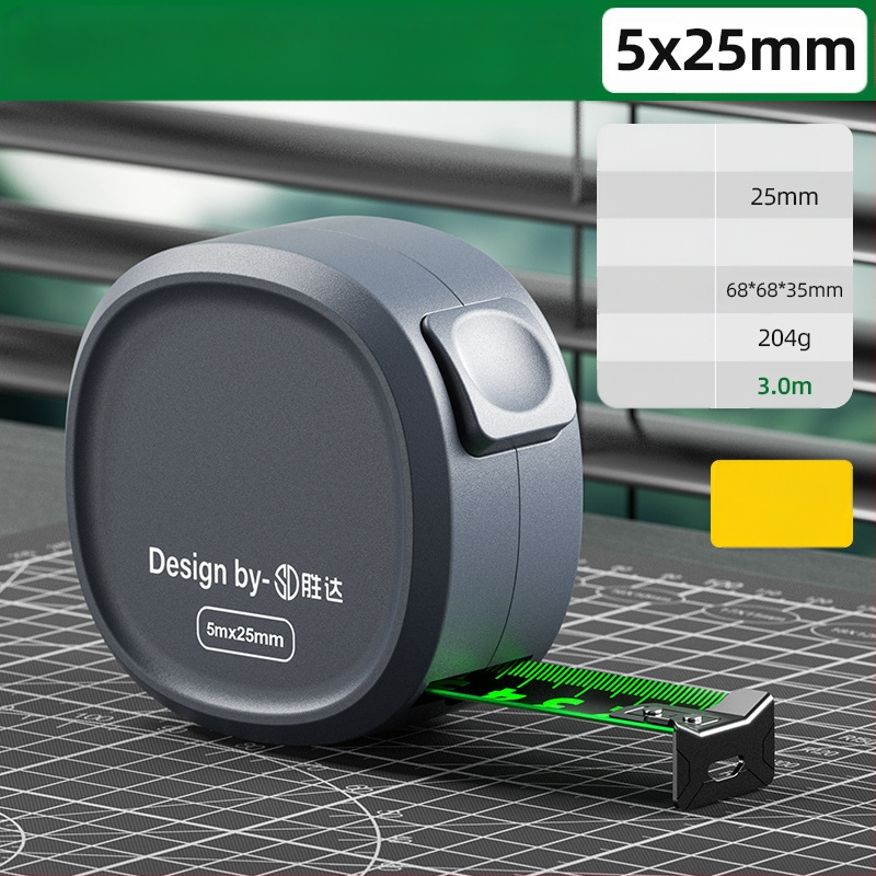 Sava užrakinama matavimo juostelė su plienine juosta, sustiprintas dizainas, atsparus korpusas, fluorescencinė juosta