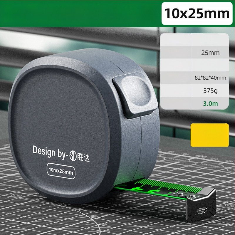 Sava užrakinama matavimo juostelė su plienine juosta, sustiprintas dizainas, atsparus korpusas, fluorescencinė juosta