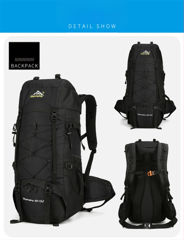 Pārgājienu mugursoma ar paplašināmu lielu ietilpību, no Oxford auduma, ar poliestera oderi