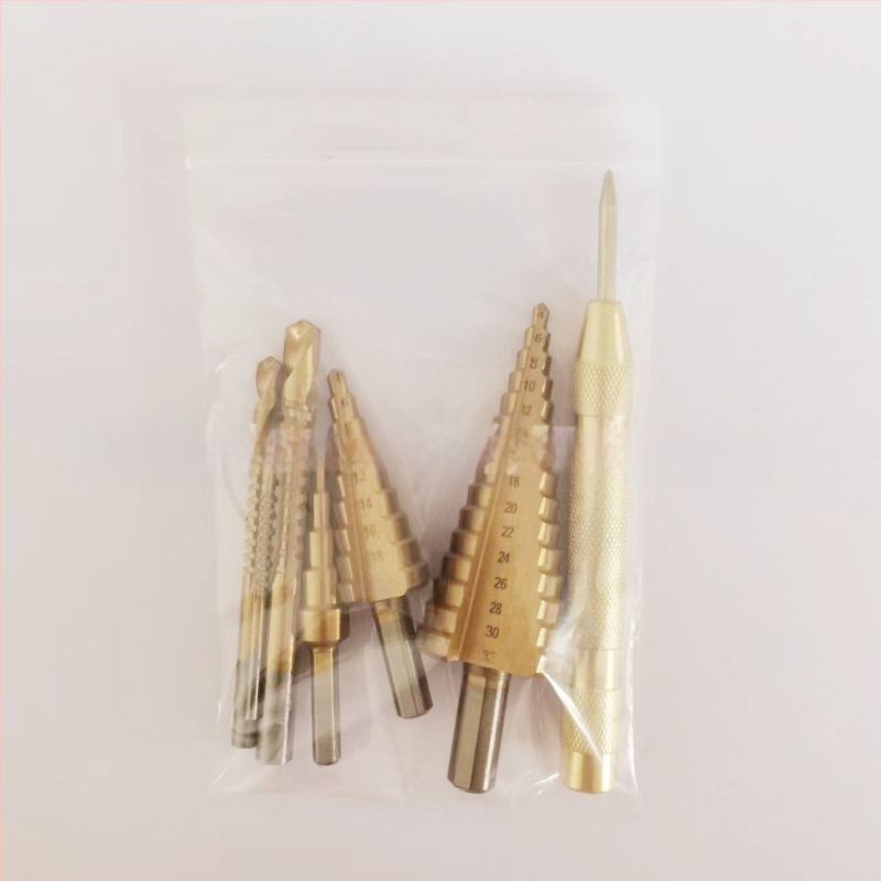 Asahi 6-частен комплект стъпкови свредла за дърво с триъгълна дръжка, пагодни свредла и канавкови свредла