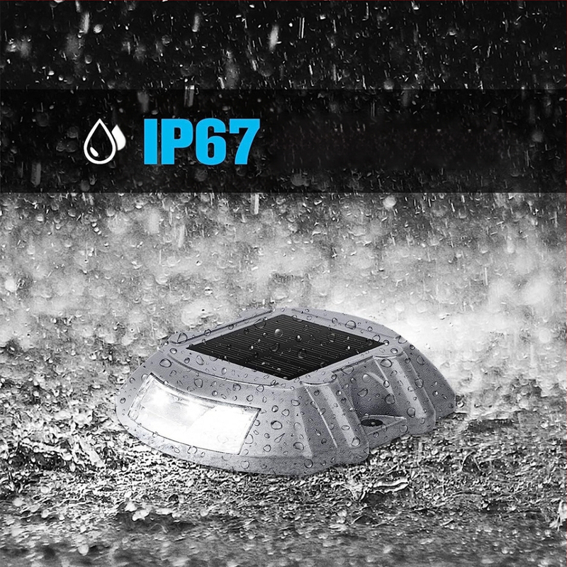 Външна LED слънчева предупредителна светлина – IP67, слънчево захранване, за двор/мост/дек