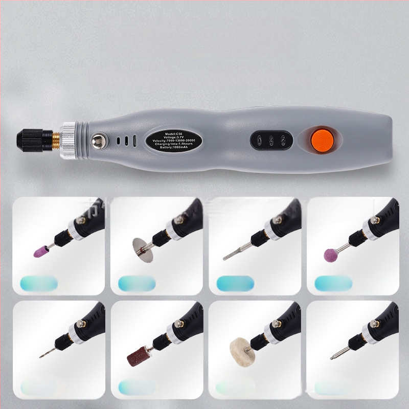 Прецизен мини електрически шлайф за камък и дърво с гравиране и полиране (презареждаем литиев батерия, диапазон 3.7V–5V, три скорости, кабел 1 м)