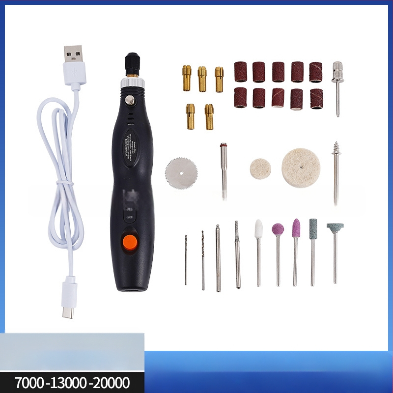Прецизен мини електрически шлайф за камък и дърво с гравиране и полиране (презареждаем литиев батерия, диапазон 3.7V–5V, три скорости, кабел 1 м)