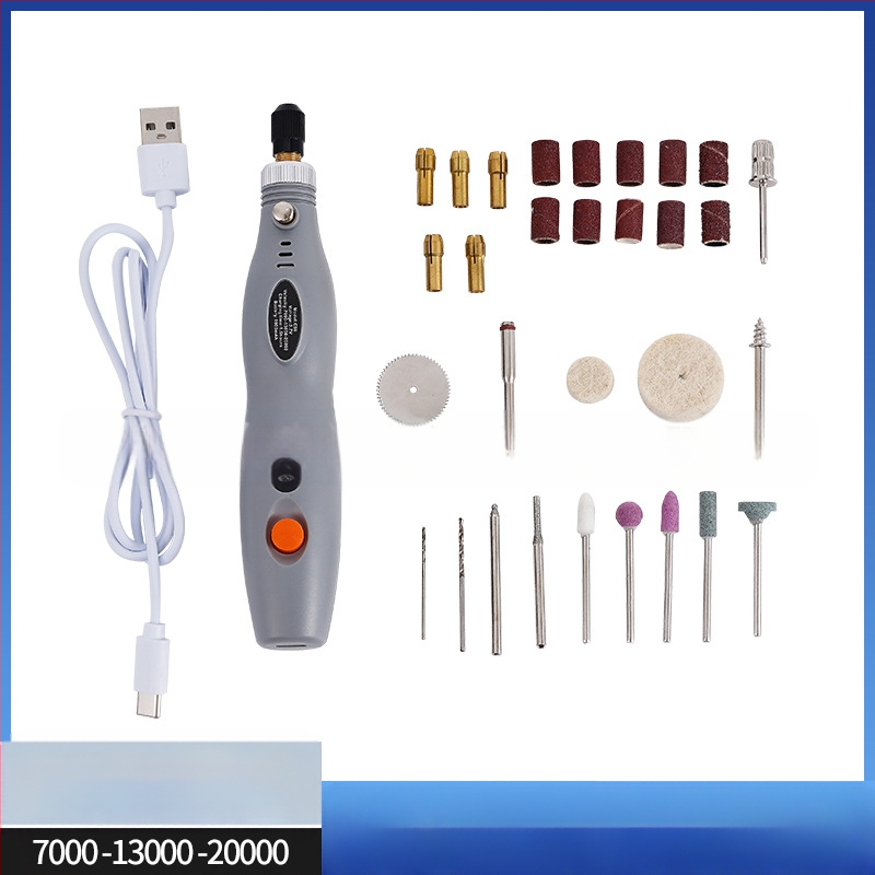 Прецизен мини електрически шлайф за камък и дърво с гравиране и полиране (презареждаем литиев батерия, диапазон 3.7V–5V, три скорости, кабел 1 м)