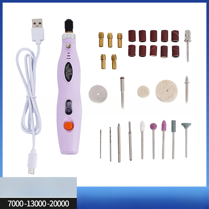 Прецизен мини електрически шлайф за камък и дърво с гравиране и полиране (презареждаем литиев батерия, диапазон 3.7V–5V, три скорости, кабел 1 м)