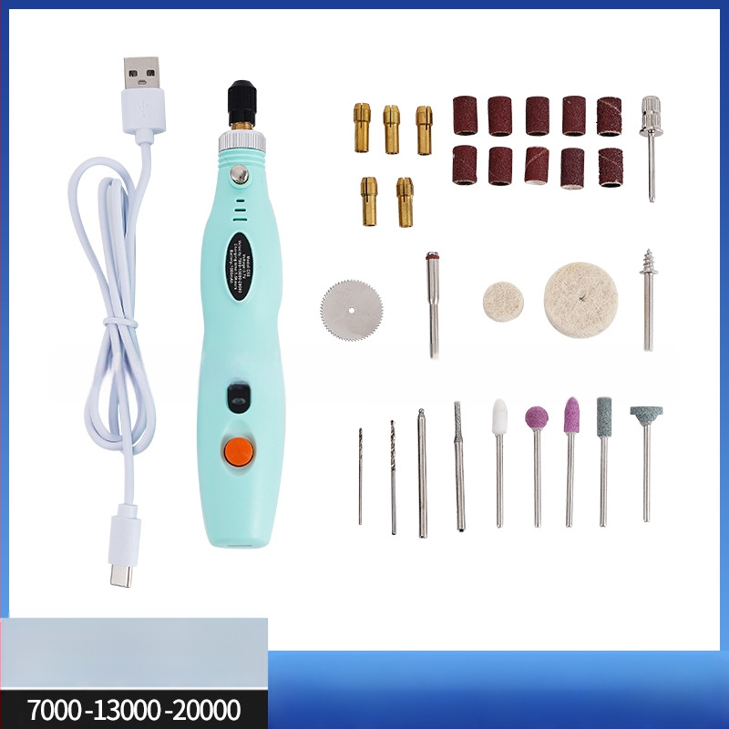 Прецизен мини електрически шлайф за камък и дърво с гравиране и полиране (презареждаем литиев батерия, диапазон 3.7V–5V, три скорости, кабел 1 м)