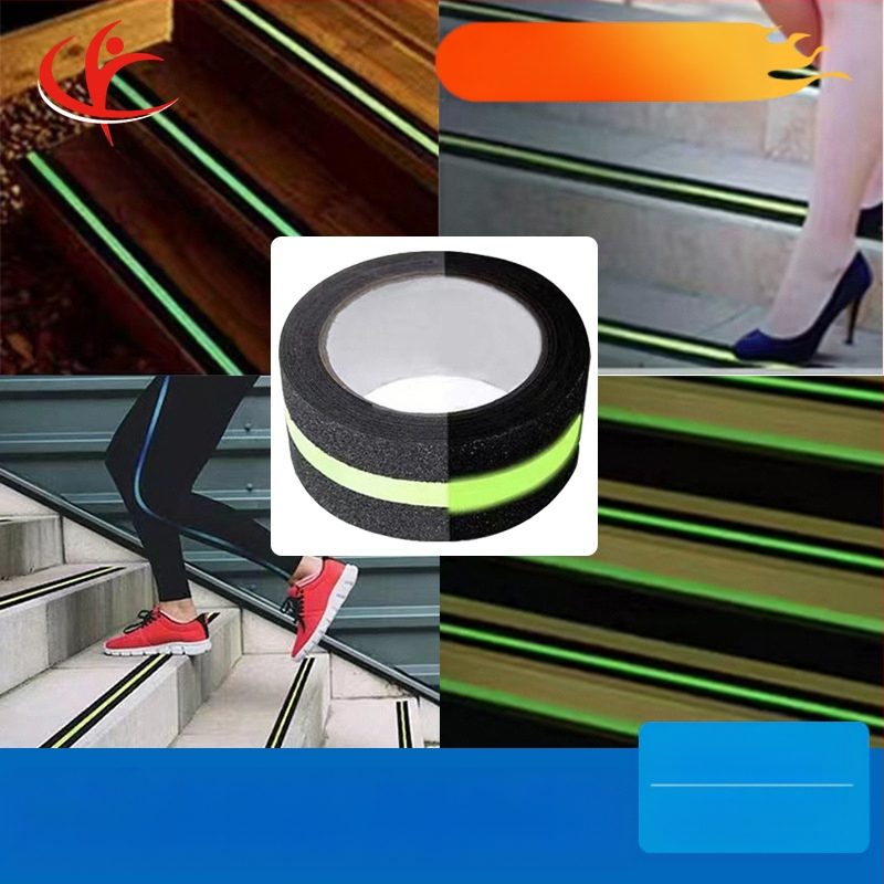 PET pamats trepju drošības lente, luminescējoša un pretslīdoša, piemērota kāpņiem, vannas istabai un viesnīcai, drukājama