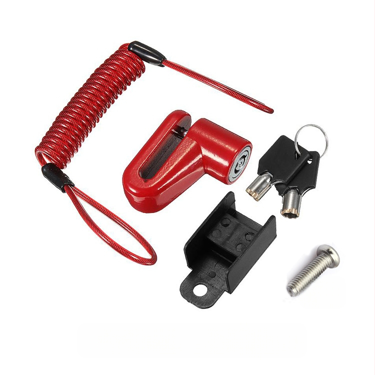 Универсален дисков заключващ механизъм със стоманен кабел за повечето електрически скутери и велосипеди – стоманена конструкция, тегло 0,2 кг