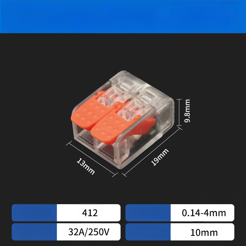 Greitas sujungimo terminalas, skirtas lygiagrečiam ir šakotam laidų sujungimui, 2345 skylės, 1 įėjimas-1 išėjimas, su greitu jungikliu užraktu