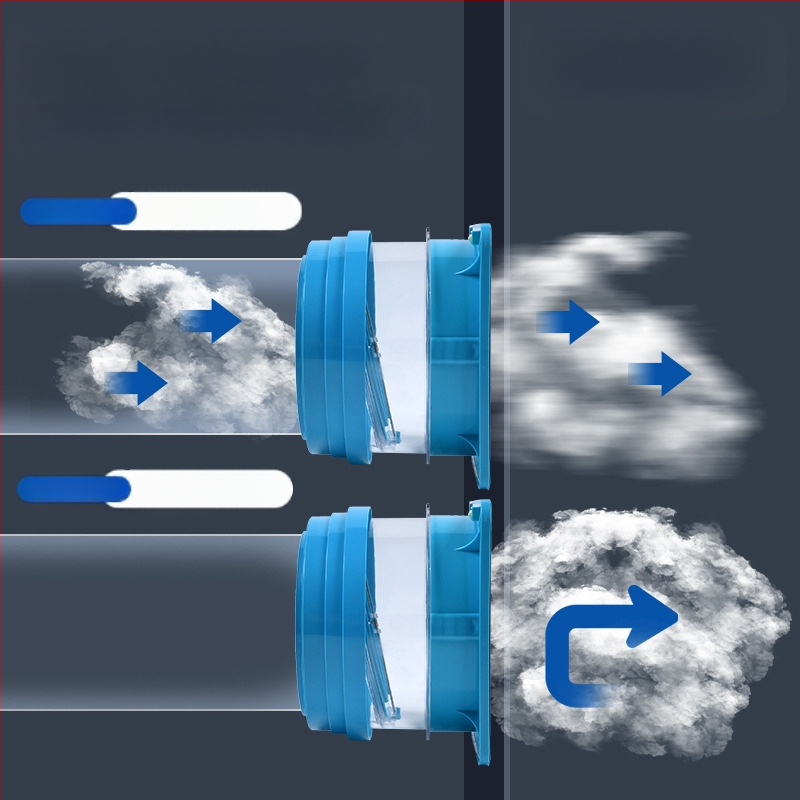 Клапан за обратно всмокване за кухненска/баня вентилационна тръба, ABS/PP, модерен минималистичен стил