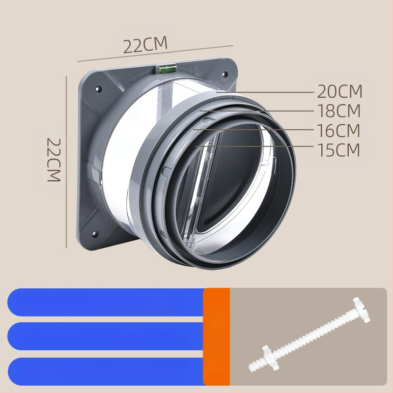 Клапан за обратно всмокване за кухненска/баня вентилационна тръба, ABS/PP, модерен минималистичен стил
