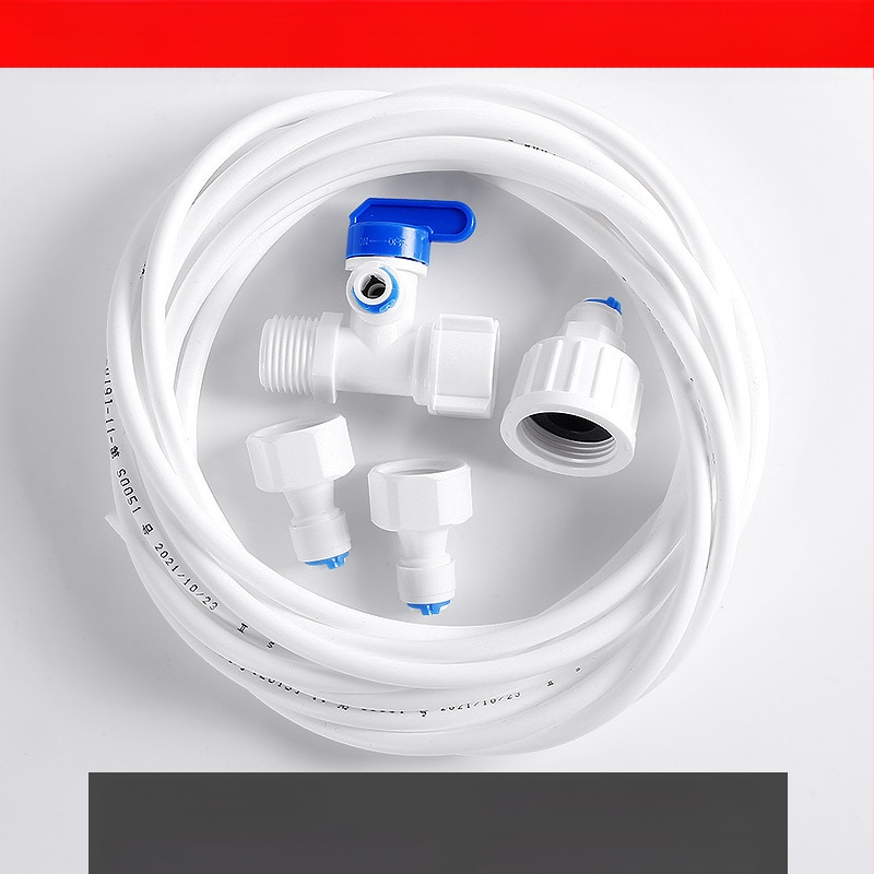 Vandens valymo jungtis vamzdžių filtracijai – maisto kokybės POM, 2 PE vamzdeliai, tinkama ledų gamintojui, kavos aparatėlei ir karšto vandens šildytuvui