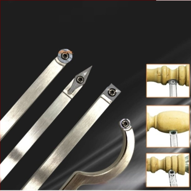 Комплект дървообработващи стругови инструменти, 10 части, дъгови режещи ножове, високоскоростна стомана, алуминиева кутия, Hui Hao