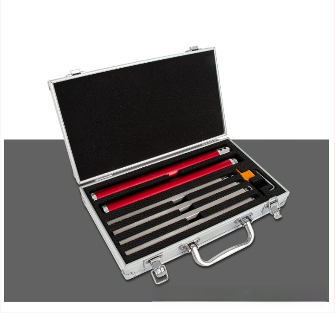 Комплект дървообработващи стругови инструменти, 10 части, дъгови режещи ножове, високоскоростна стомана, алуминиева кутия, Hui Hao