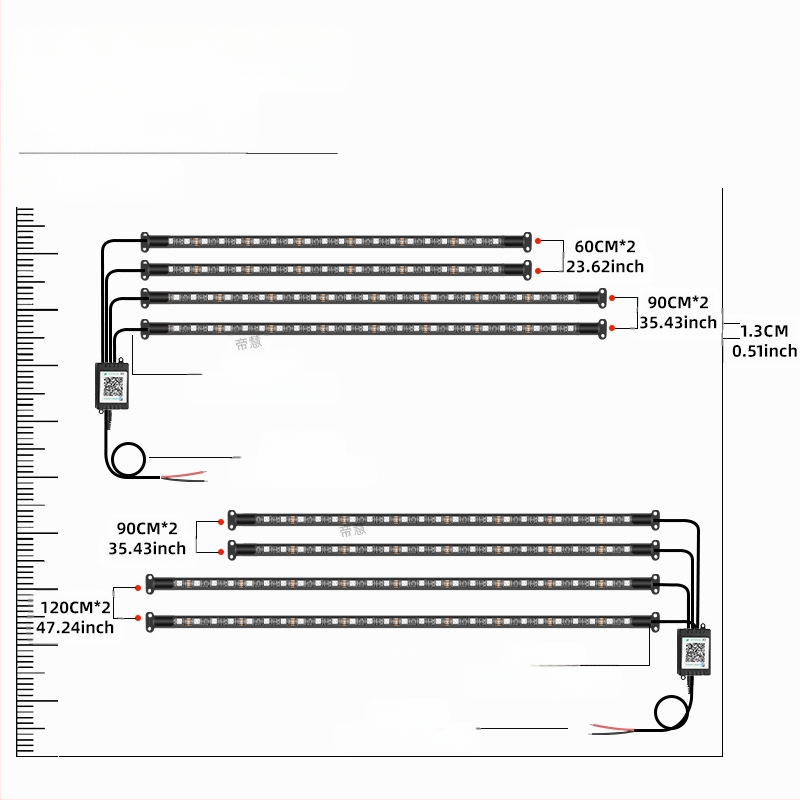 Automašīnas LED RGB šasijas lampiņa ar Bluetooth APP kontroli un balss aktivēšanu, 12V, 15W, PVC