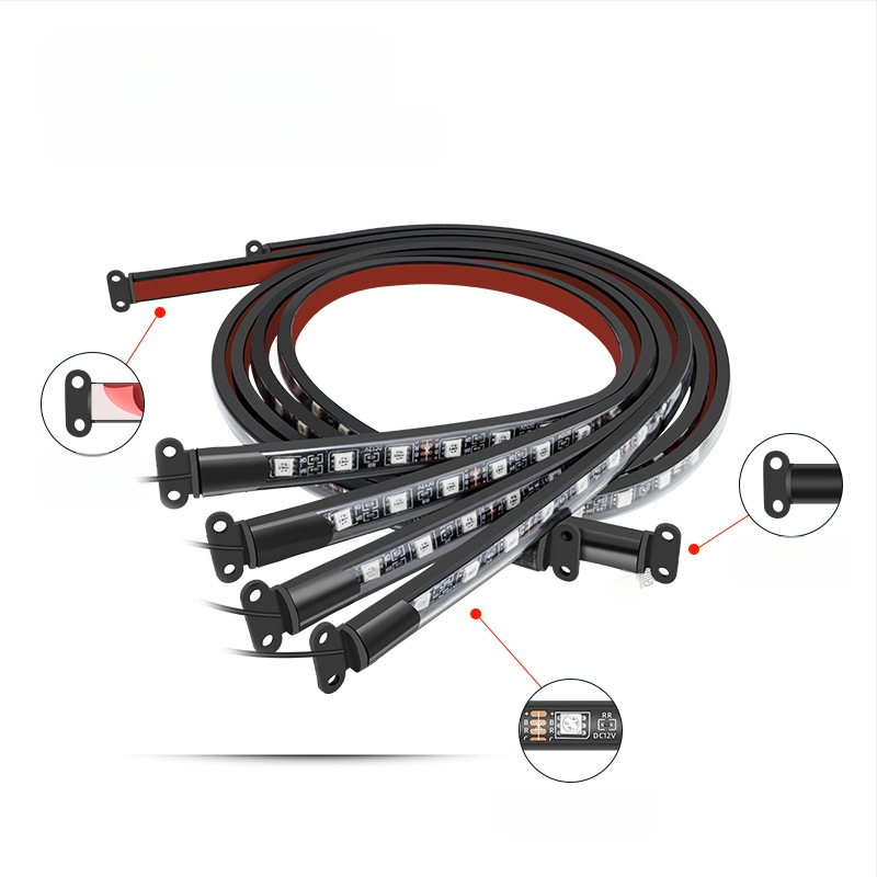 Automašīnas LED RGB šasijas lampiņa ar Bluetooth APP kontroli un balss aktivēšanu, 12V, 15W, PVC