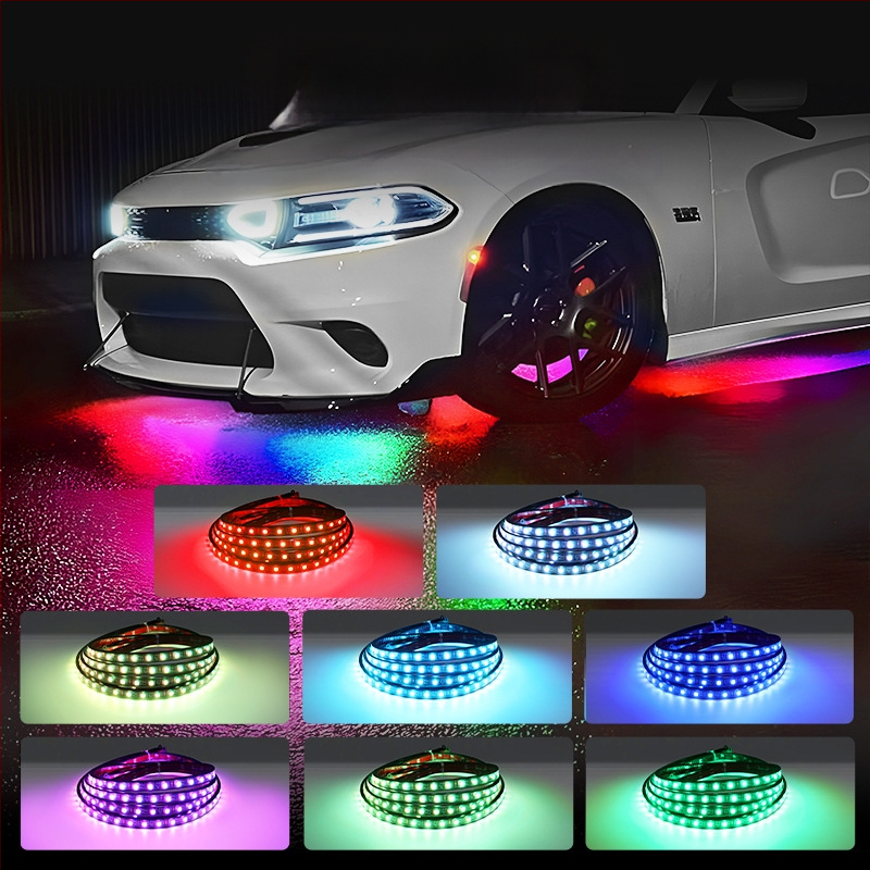 Automašīnas LED RGB šasijas lampiņa ar Bluetooth APP kontroli un balss aktivēšanu, 12V, 15W, PVC