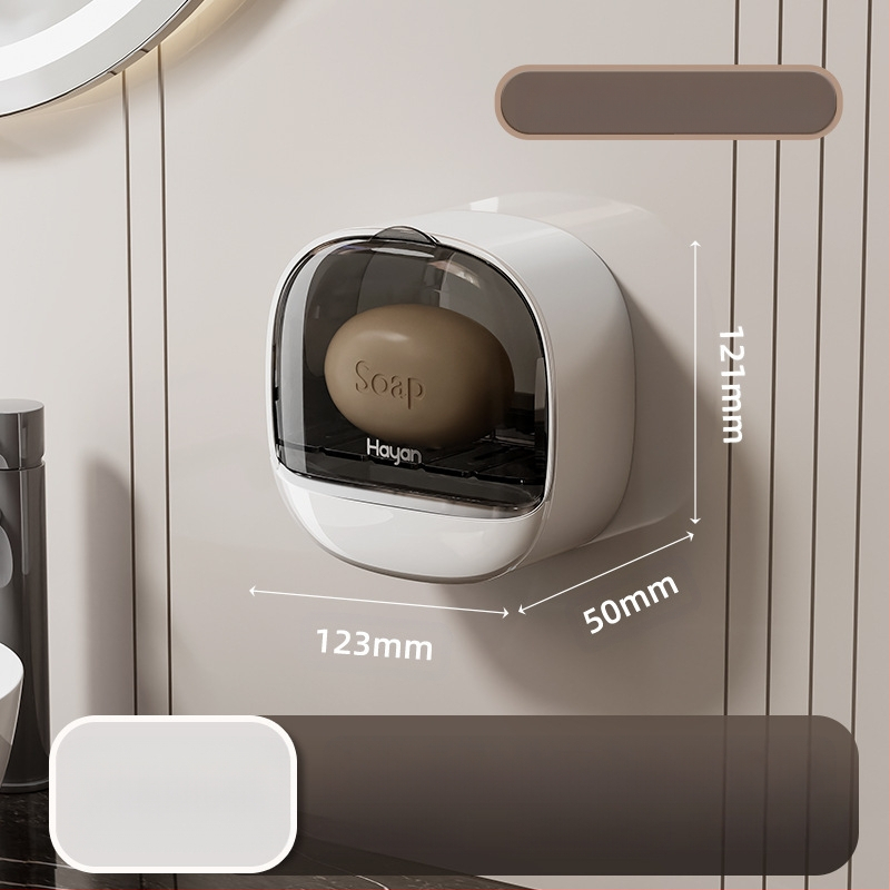 Θήκη σαπουνιού τοίχου με καπάκι και αποστράγγιση, ABS, στήριξη με βεντούζα, εκτύπωση λογοτύπου, δυνατότητα προσαρμογής