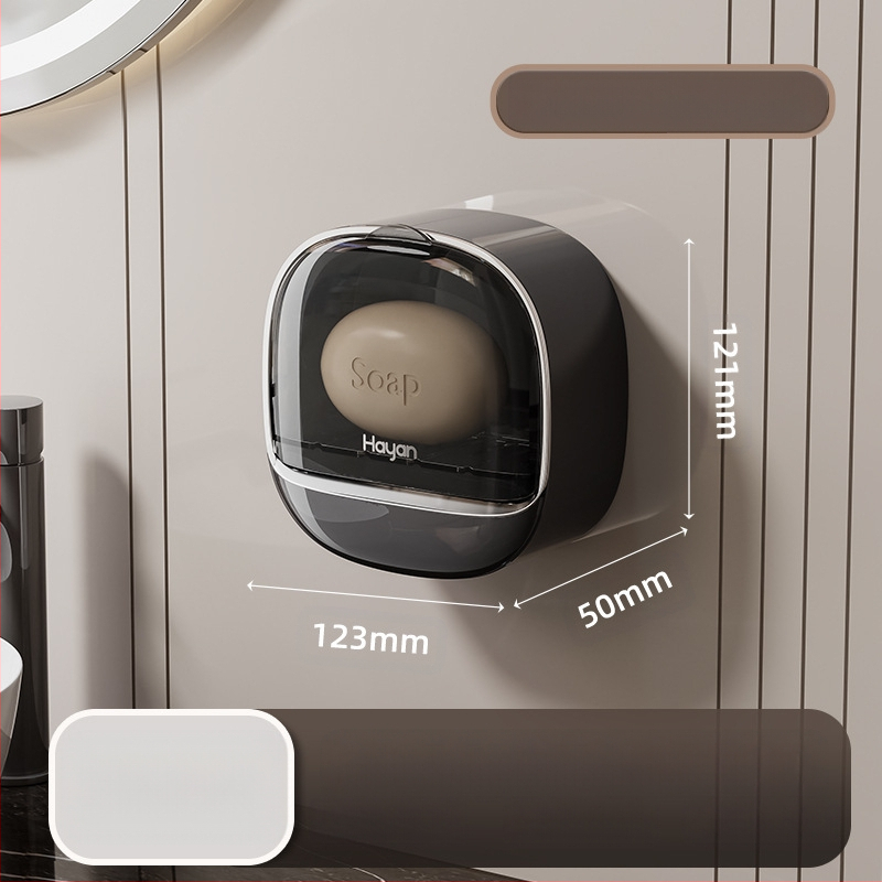 Θήκη σαπουνιού τοίχου με καπάκι και αποστράγγιση, ABS, στήριξη με βεντούζα, εκτύπωση λογοτύπου, δυνατότητα προσαρμογής