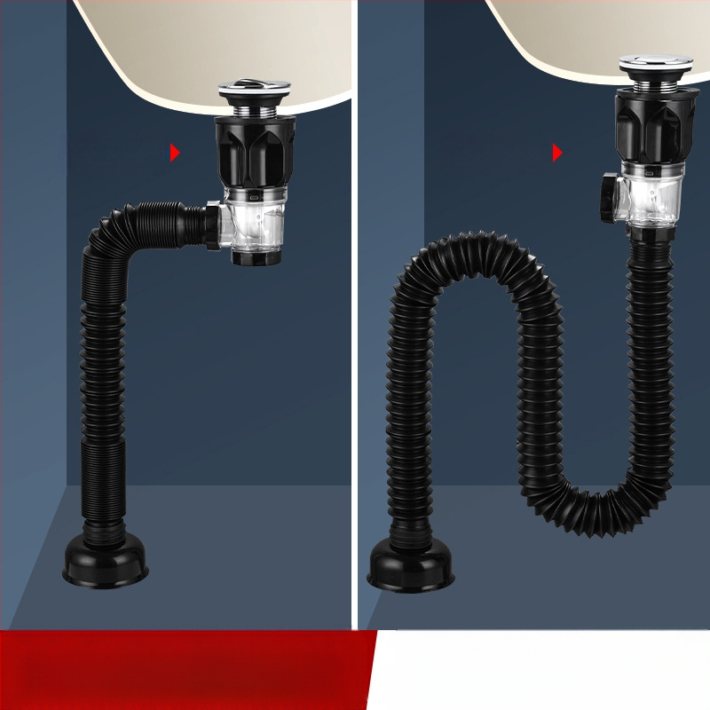 Συγκρότημα αποχέτευσης με βαλβίδα τύπου flap, S-σχήματος για νιπτήρα (μοντέλο 2233) – καθολικό, μοντέρνο μινιμαλιστικό σχέδιο