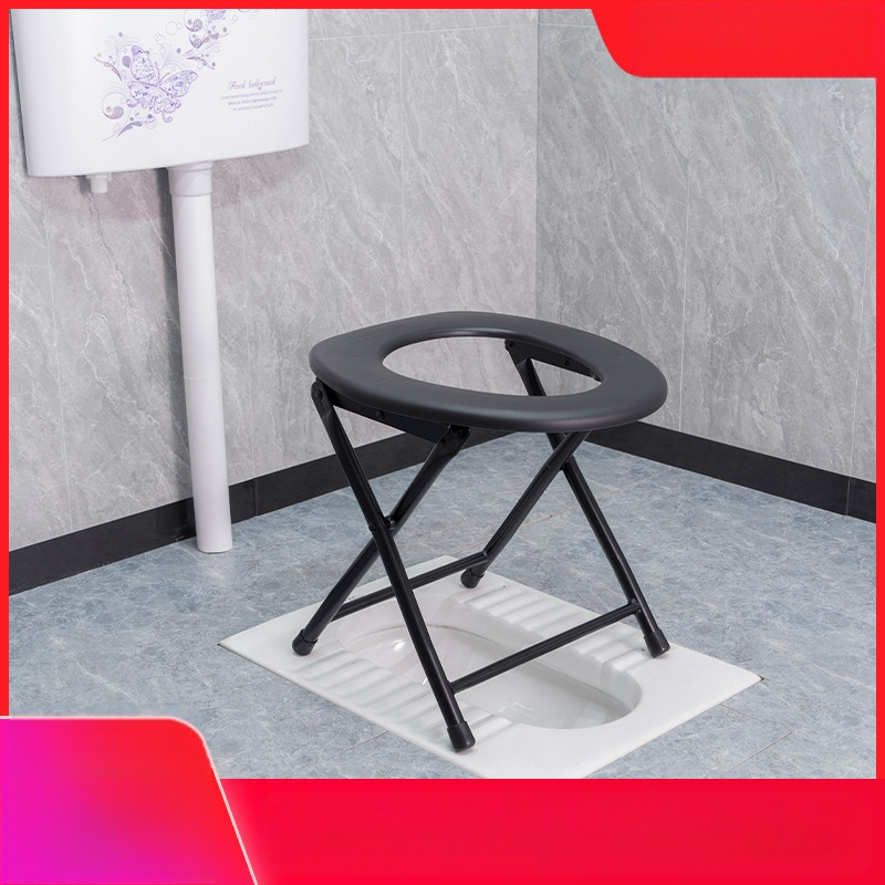 Седалка за тоалетна за възрастни и бременни, удебелена конструкция от въглеродна стомана, модел Section 06, с включена кофа за тоалетна