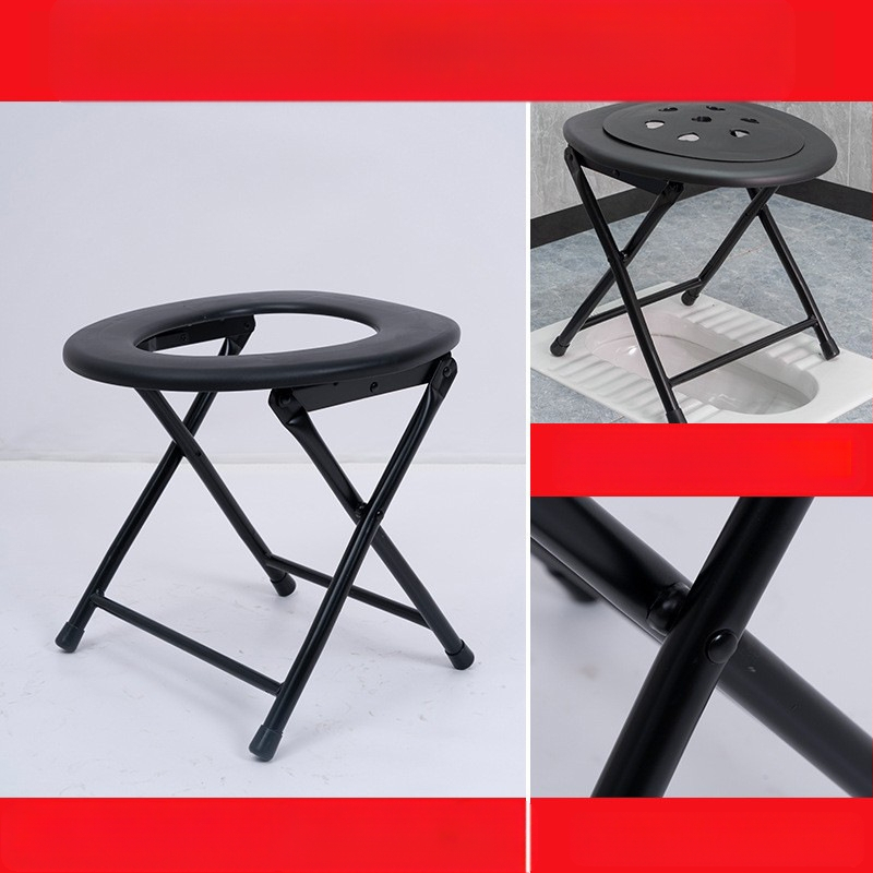 Седалка за тоалетна за възрастни и бременни, удебелена конструкция от въглеродна стомана, модел Section 06, с включена кофа за тоалетна