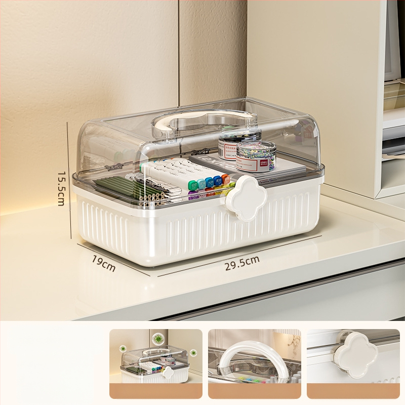 Beizhiou Φορητό Κουτί Αποθήκευσης Φαρμάκων και Χαρτικών Υλικών — 4 Διαμερίσματα, Πολυεπίπεδη Σχεδίαση, Πλαστικό