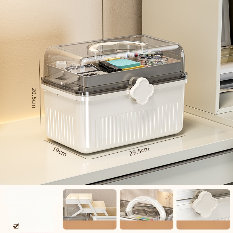 Beizhiou Φορητό Κουτί Αποθήκευσης Φαρμάκων και Χαρτικών Υλικών — 4 Διαμερίσματα, Πολυεπίπεδη Σχεδίαση, Πλαστικό