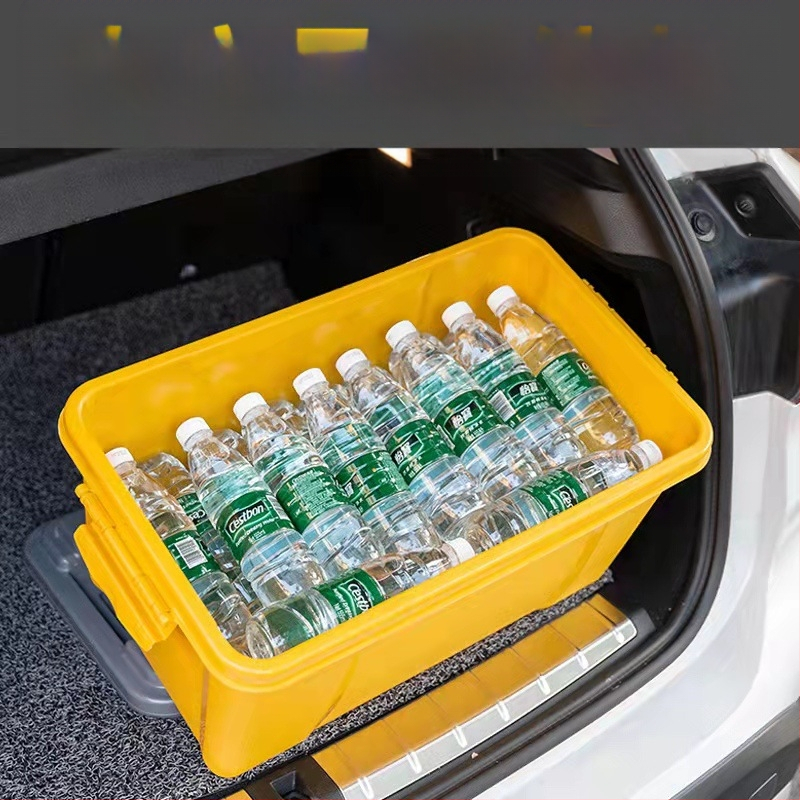 Automobilio vidaus saugojimo dėžė, dviejų lygių dizainas, 50 L talpa, polipropilenas, paprastas modernus stilius, montavimas nereikalingas