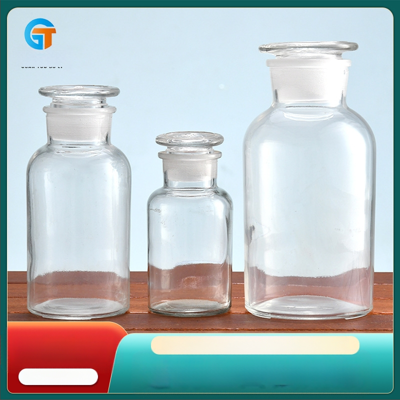 Guan tuo γυάλινο δοχείο αντιδραστηρίου με φαρδύ στόμιο, ματ φινίρισμα και σφραγισμένο για εργαστήρια, δυνατότητα εκτύπωσης λογότυπου, αδειοδοτημένη ιδιωτική μάρκα