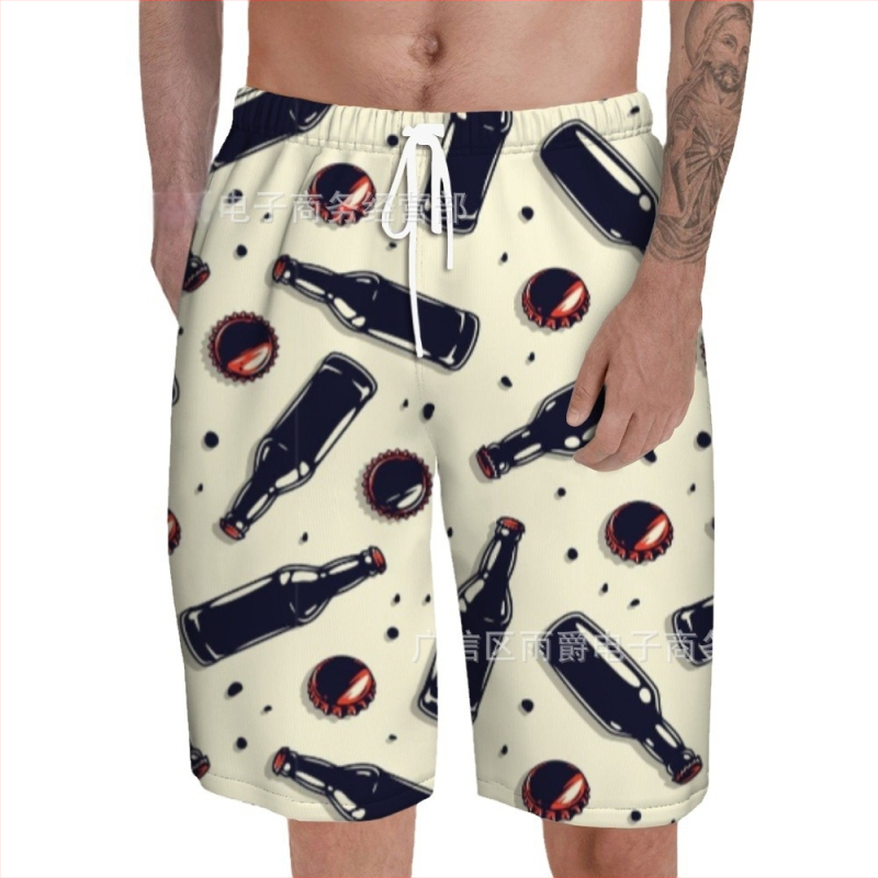 Ανδρικά παντελόνια παραλίας, 3D εκτύπωσης, ελαφριά πολυεστέρας 95%, καλοκαίρι, καθημερινά