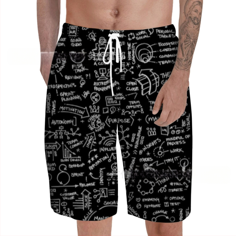 Ανδρικά παντελόνια παραλίας, 3D εκτύπωσης, ελαφριά πολυεστέρας 95%, καλοκαίρι, καθημερινά