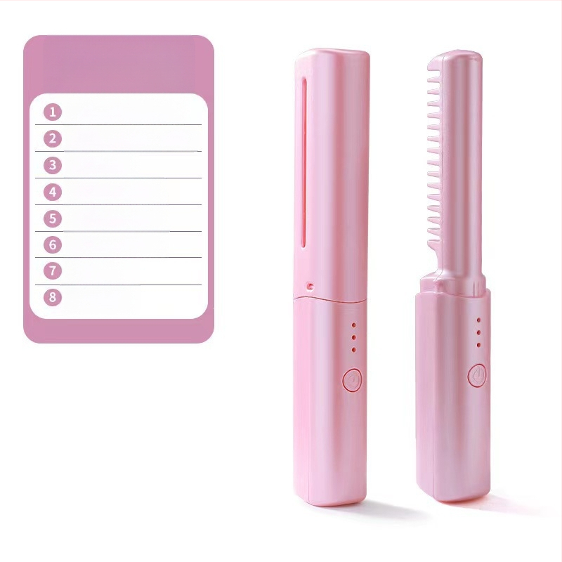 Bezvadu matu taisnotājs un cirtotājs ar negatīvajiem joniem, turmalīna keramikas apkure, 10 temperatūras līmeņu kontrole, 45 W, 110–220 V, dubultā izmantošana, portatīvs