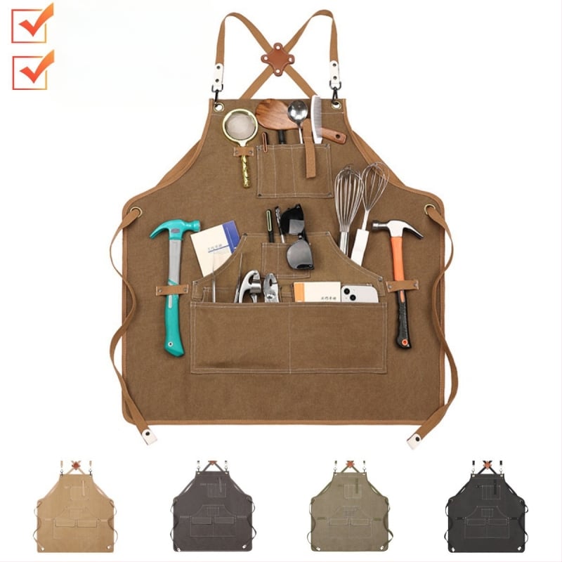 Ποδιά από καμβά, χωρίς μανίκια, αντιβρωμική, μονόχρωμη