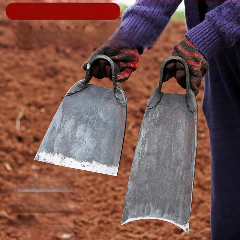 Sodo įrankis – plokštė iš mangano plieno, rankų kalimas, senovinės kilmės dizainas, platus ašmenys sodui ir žemės darbams