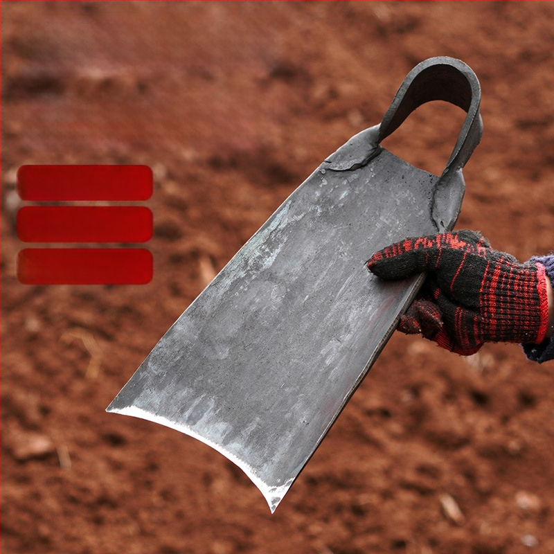 Sodo įrankis – plokštė iš mangano plieno, rankų kalimas, senovinės kilmės dizainas, platus ašmenys sodui ir žemės darbams