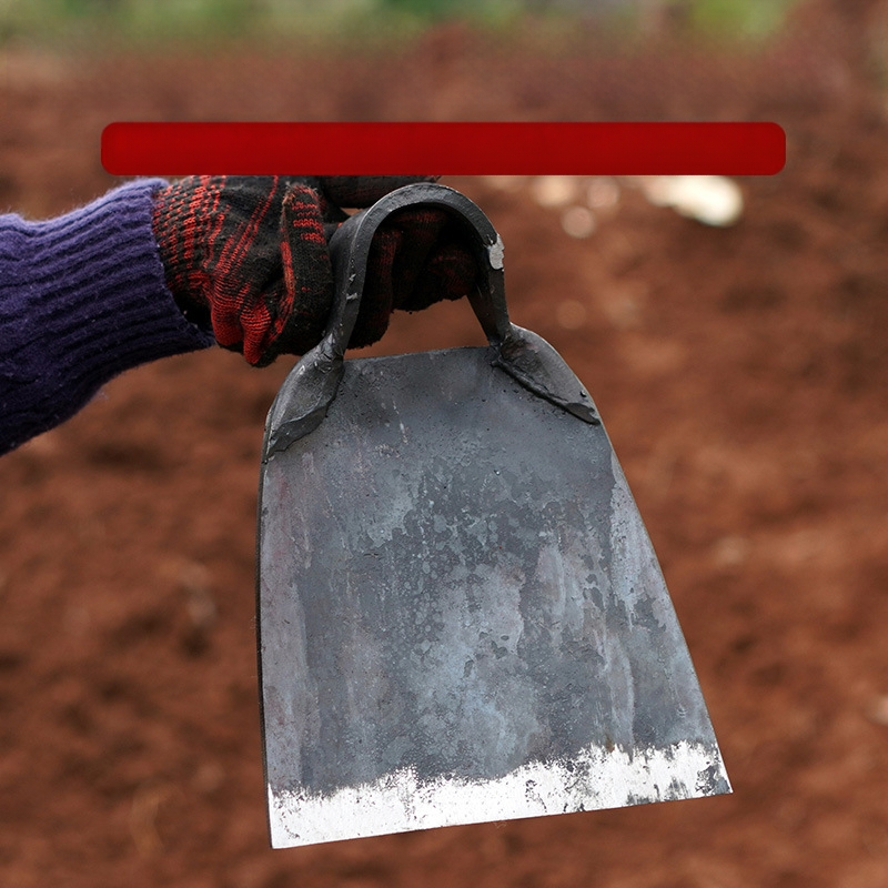 Sodo įrankis – plokštė iš mangano plieno, rankų kalimas, senovinės kilmės dizainas, platus ašmenys sodui ir žemės darbams