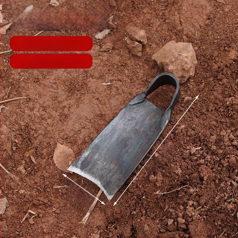 Sodo įrankis – plokštė iš mangano plieno, rankų kalimas, senovinės kilmės dizainas, platus ašmenys sodui ir žemės darbams