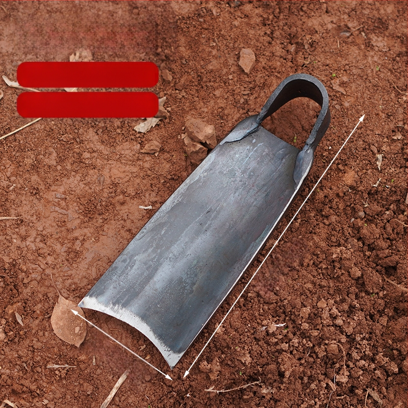 Sodo įrankis – plokštė iš mangano plieno, rankų kalimas, senovinės kilmės dizainas, platus ašmenys sodui ir žemės darbams