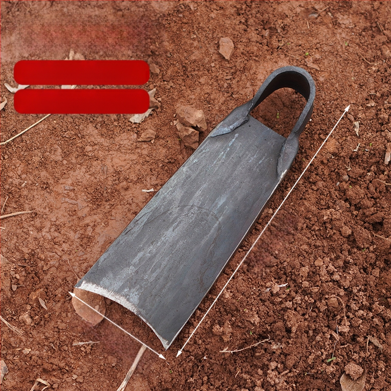 Sodo įrankis – plokštė iš mangano plieno, rankų kalimas, senovinės kilmės dizainas, platus ašmenys sodui ir žemės darbams