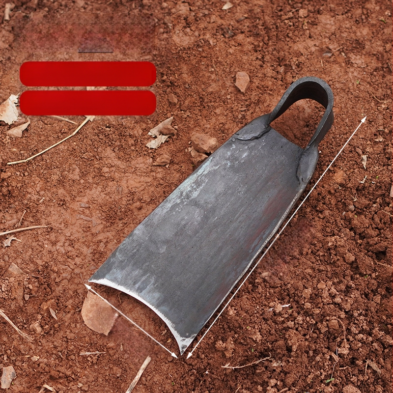 Sodo įrankis – plokštė iš mangano plieno, rankų kalimas, senovinės kilmės dizainas, platus ašmenys sodui ir žemės darbams