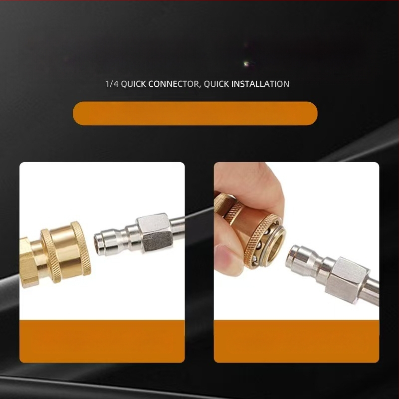 Augstspiediena auto mazgāšanas ūdens pistoles pagarinājuma stienis ar locīšanas elkoņa savienojumu — 1/4 ātrais savienojums, nerūsējošs tērauds un vara, 11 mm uzgalis, piemērots augsta spiediena šļūtenei, 150 g