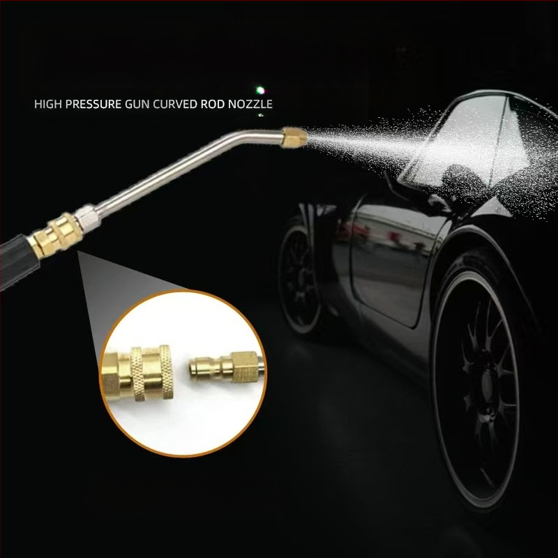 Augstspiediena auto mazgāšanas ūdens pistoles pagarinājuma stienis ar locīšanas elkoņa savienojumu — 1/4 ātrais savienojums, nerūsējošs tērauds un vara, 11 mm uzgalis, piemērots augsta spiediena šļūtenei, 150 g