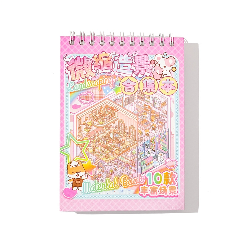 DIY uzlīmju grāmatiņa mini ainavām ar 3D slāņa scenām - karikatūras stila, Paper PET materiāls, Drukāšana, Zīmols Xihe Culture