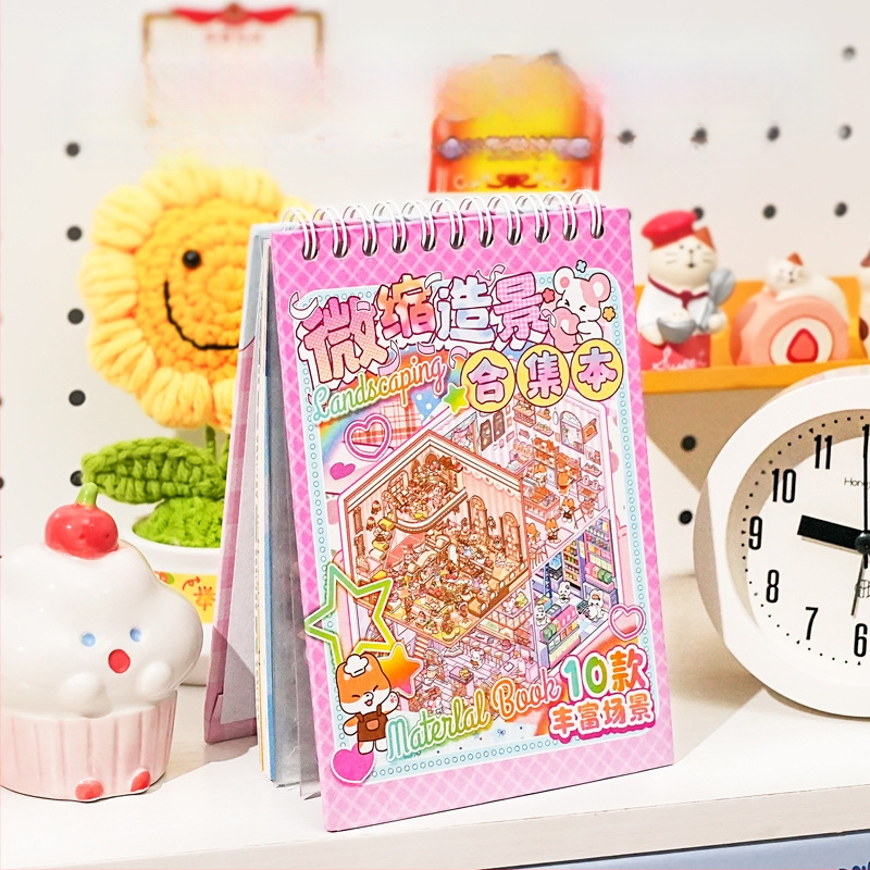 DIY uzlīmju grāmatiņa mini ainavām ar 3D slāņa scenām - karikatūras stila, Paper PET materiāls, Drukāšana, Zīmols Xihe Culture